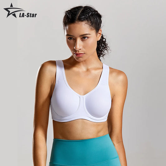 Sports Bra For Fitness Gym Female Underwire Yoga Crop Tops Running Women'S Max Control Double-Layer High Impact Plus Size